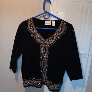 Alfred Dunner Women's Embroidered Solid Knit Top